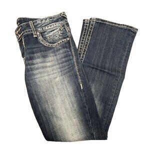 Vigoss Womens Jeans Blue Dark Wash Distressed Woman Denim SZ 9/10